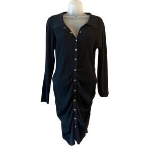 Fashion Nova Women's Black Ribbed Midi Sweater Dress 2XL Button Down Shirt